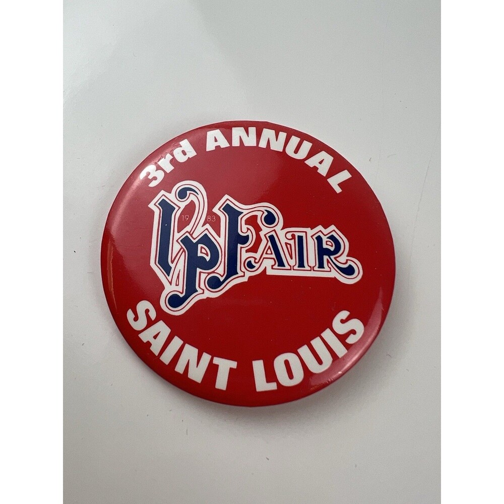 Vintage St Louis Missouri VP Fair 3rd Annual Pushback Button Pin 1983 Souvenir